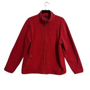 Lands’ End Red Fleece Full‎ Zip Jacket Women’s Size 14 Winter Warm Comfortable